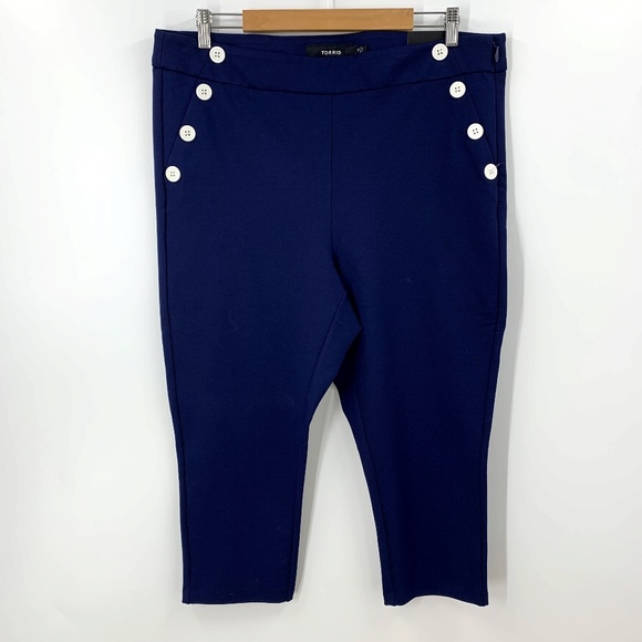 Torrid Retro Bue Sailor Ponte Knit Cropped Pants Sz 18 - Picture 1 of 12